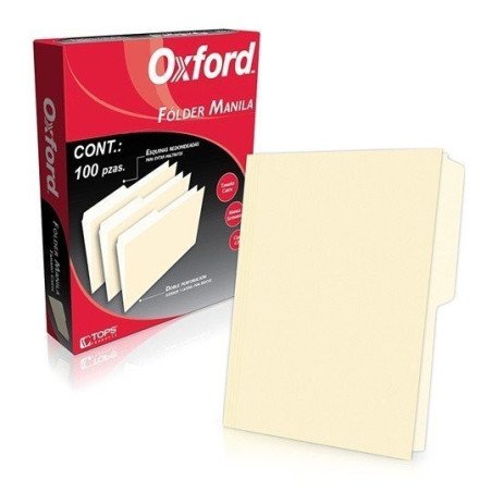 Folder manila tamaño carta. Color crema. Caja con 100 piezas.